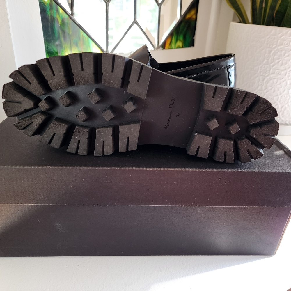 Massimo Dutti Leather Loafers with Track Sole - Picture 3 of 10